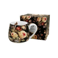 Šolja za čaj Warda 430ml crna cvjetna u poklon pakovanju Duo