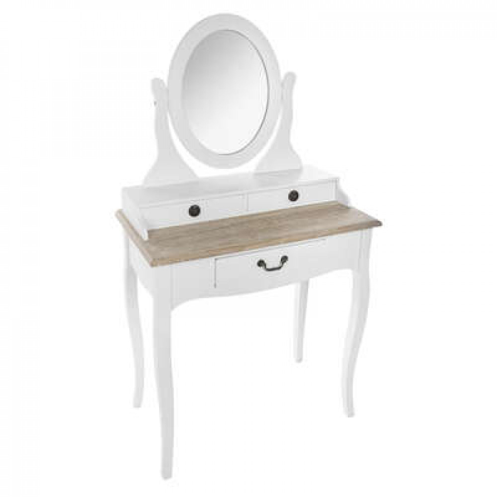 Toaletni stočić sa ogledalom i 3 fioke 74x40x135cm bijeli Atmosphera