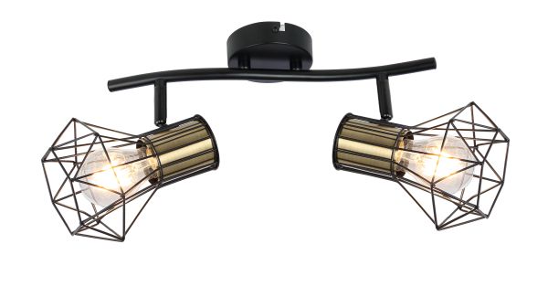 Plafonska svjetiljka Priska E27 2x40W crna/mesing Globo