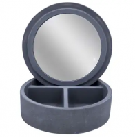 Kutija za kozmetiku sa ogledalom Cement fi 14.5x5.7cm siva
