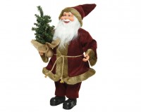 Dekor. figura Deda Mraz sa jelkom 24x45cm Decoris