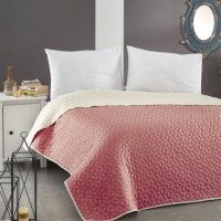 Prekrivač  štepani 150x200cm za jedan krevet bež/rozi C.Angel