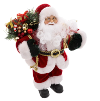 Dekor. figura-Deda Mraz 30cm sa vrećom poklona crveni Atmosphera