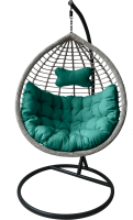 Bašt.stolica na ljuljanje-jaje 102x122x67cm H-195cm siva/zelena Funan