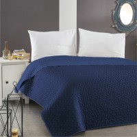 Prekrivač štepani 200x220cm za franc. krevet indigo/plavi