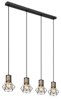 Plafonska svjetiljka-visilica Priska E27 4x40W crna/mesing Globo