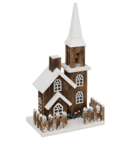 Dekor. figura-drvena crkva sa Led svjetiljkama Feeric Lights and Christmas
