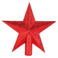 Novog. kićanka vrh za jelku-zvijezda H22cm crvena Feeric