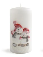 Novogodišnja svijeća Sneško Bijelić fi 7x14cm bijela Artman