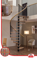 Unutrašnje stepenice 12+1 Spiral Decor 120  309cm crne Minka
