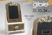 Drvena kutija za nakit sa ogledalom 21x10x34cm T4047 Gicos